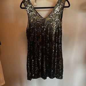 Express gold sparkly dress